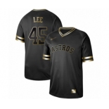 Men's Houston Astros #45 Carlos Lee Authentic Black Gold Fashion Baseball Jersey