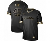 Men's Houston Astros #45 Carlos Lee Authentic Black Gold Fashion Baseball Jersey