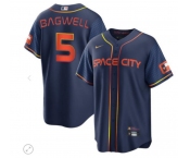 Men's Houston Astros  #5 Jeff Bagwell 2022 Navy City Connect Game Stitched Jersey