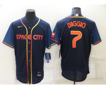 Men's Houston Astros #7 Craig Biggio 2022 Navy City Connect Flex Base Stitched Baseball Jersey