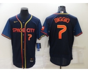 Men's Houston Astros  #7 Craig Biggio Number 2022 Navy Blue City Connect Cool Base Stitched Jersey