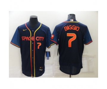 Men's Houston Astros #7 Craig Biggio Number 2022 Navy Blue City Connect Cool Base Stitched Jersey