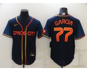 Men's Houston Astros #77 Luis Garcia 2022 Navy Blue City Connect Cool Base Stitched Jersey