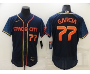 Men's Houston Astros #77 Luis Garcia 2022 Number Navy Blue City Connect Flex Base Stitched Baseball Jersey