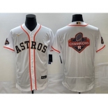 Men's Houston Astros Big Logo 2023 White Gold World Serise Champions Patch Flex Base Stitched Jersey