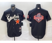 Men's Houston Astros Big Logo Black Cactus Jack Vapor Premier Stitched Baseball Jersey