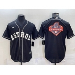 Men's Houston Astros Black Champions Big Logo Stitched MLB Cool Base Nike Jersey