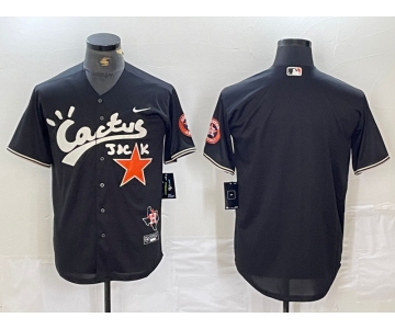 Men's Houston Astros Blank Black Cactus Jack Vapor Premier Stitched Baseball Jersey