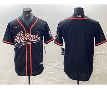 Men's Houston Astros Blank Black With Patch Cool Base Stitched Baseball Jersey