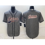 Men's Houston Astros Blank Grey Gridiron With Patch Cool Base Stitched Baseball Jersey