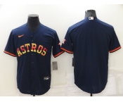 Men's Houston Astros Blank Navy Blue Rainbow Stitched MLB Cool Base Nike Jersey