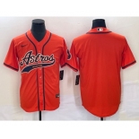 Men's Houston Astros Blank Number Orange With Patch Cool Base Stitched Baseball Jersey