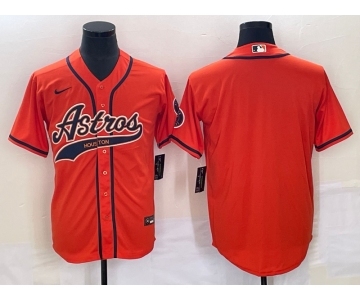 Men's Houston Astros Blank Number Orange With Patch Cool Base Stitched Baseball Jersey