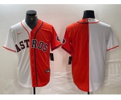 Men's Houston Astros Blank Orange White Split Stitched Baseball Jersey