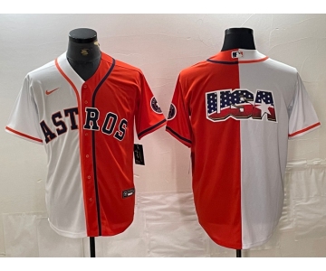 Men's Houston Astros Blank Orange White Split Stitched Baseball Jersey