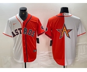 Men's Houston Astros Blank Orange White Split Stitched Baseball Jerseys