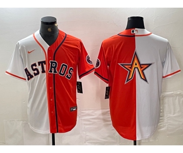 Men's Houston Astros Blank Orange White Split Stitched Baseball Jerseys