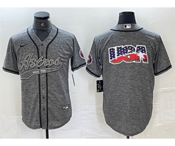 Men's Houston Astros Gray Team Big Logo With Patch Cool Base Stitched Baseball Jerseys