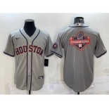 Men's Houston Astros Grey Champions Big Logo With Patch Stitched MLB Cool Base Nike Jersey