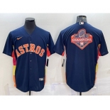 Men's Houston Astros Navy Blue Champions Big Logo Stitched MLB Cool Base Nike Jersey