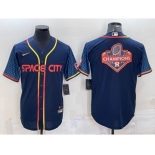 Men's Houston Astros Navy Blue City Connect Champions Big Logo With Patch Stitched MLB Cool Base Nike Jersey