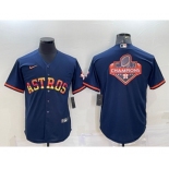 Men's Houston Astros Navy Blue Rainbow Champions Big Logo Stitched MLB Cool Base Nike Jersey