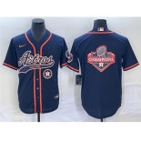 Men's Houston Astros Navy Team Big Logo With Patch Cool Base Stitched Baseball Jersey1