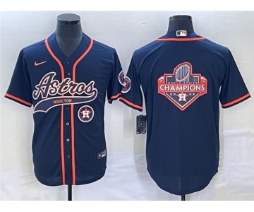 Men's Houston Astros Navy Team Big Logo With Patch Cool Base Stitched Baseball Jersey1