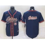 Men's Houston Astros Navy Team Big Logo With Patch Cool Base Stitched Baseball Jersey3