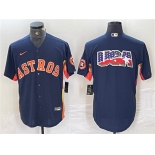 Men's Houston Astros Navy Team Big Logo With Patch Cool Base Stitched Baseball Jersey