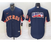 Men's Houston Astros Navy Team Big Logo With Patch Cool Base Stitched Baseball Jersey