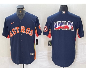 Mens Houston Astros Navy Team Big Logo With Patch Cool Base Stitched Baseball Jersey