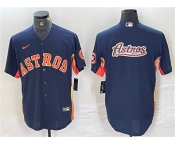 Men's Houston Astros Navy Team Big Logo With Patch Cool Base Stitched Baseball Jerseys