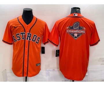 Men's Houston Astros Orange Champions Big Logo Stitched MLB Cool Base Nike Jersey