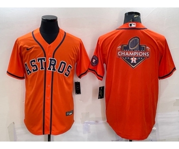 Men's Houston Astros Orange Champions Big Logo With Patch Stitched MLB Cool Base Nike Jersey