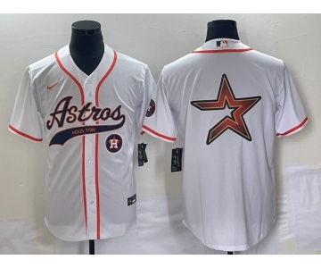 Men's Houston Astros White Team Big Logo Cool Base Stitched Baseball Jersey1