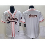 Men's Houston Astros White Team Big Logo Cool Base Stitched Baseball Jersey2