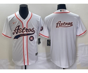 Men's Houston Astros White Team Big Logo Cool Base Stitched Baseball Jersey2