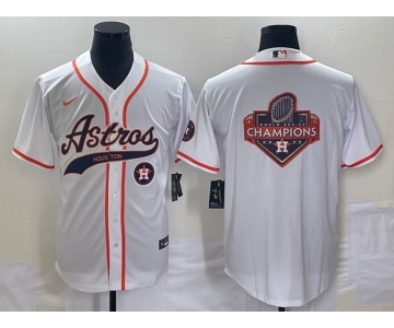 Men's Houston Astros White Team Big Logo Cool Base Stitched Baseball Jersey4