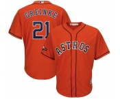 Men's Majestic Houston Astros #21 Greinke Orange Cool Base MLB Jersey