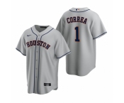 Men's Nike Houston Astros #1 Carlos Correa Gray Road Stitched Baseball Jersey