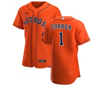 Men's Nike Houston Astros #1 Carlos Correa Orange Alternate 2020 Authentic Team Baseball Jersey