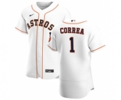 Men's Nike Houston Astros #1 Carlos Correa White Home 2020 Authentic Player Baseball Jersey