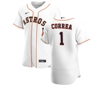 Men's Nike Houston Astros #1 Carlos Correa White Home 2020 Authentic Player Baseball Jersey