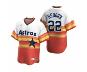 Men's Nike Houston Astros #22 Josh Reddick White Orange Cooperstown Collection Home Stitched Baseball Jersey