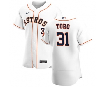 Men's Nike Houston Astros #31 Abraham Toro White Home 2020 Authentic Player Baseball Jersey