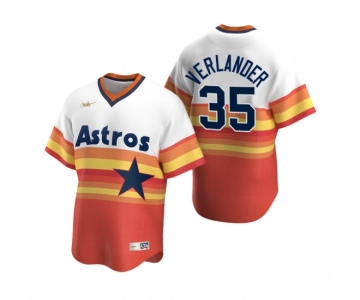 Men's Nike Houston Astros #35 Justin Verlander White Orange Cooperstown Collection Home Stitched Baseball Jersey