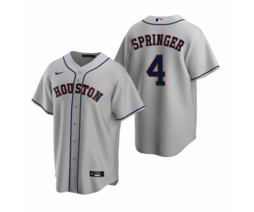 Men's Nike Houston Astros #4 George Springer Gray Road Stitched Baseball Jersey