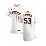 Men's Nike Houston Astros #53 Cristian Javier White Home 2020 Authentic Player Baseball Jersey