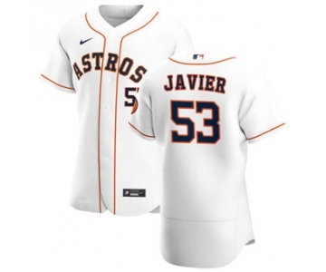 Men's Nike Houston Astros #53 Cristian Javier White Home 2020 Authentic Player Baseball Jersey